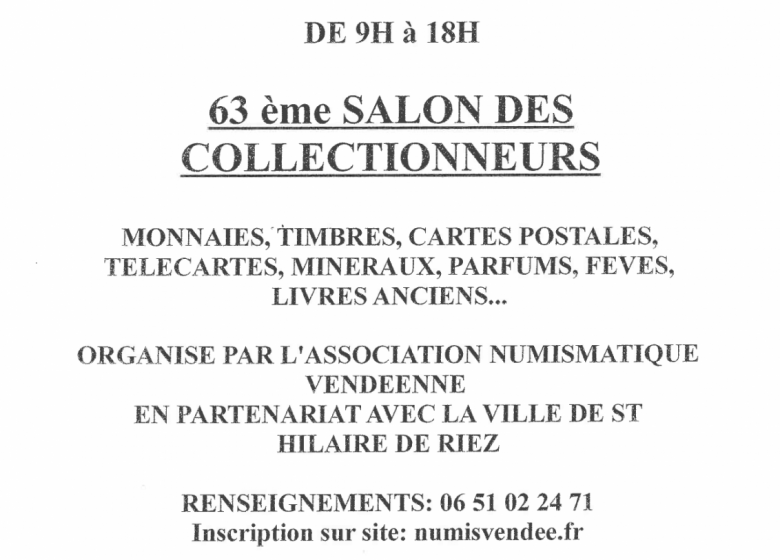 63ème Salon des Collectionneurs – Saint Hilaire de Riez