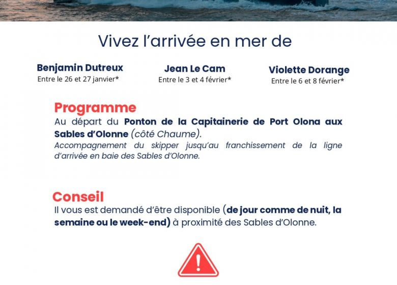 ARRIVÉES EN MER DES SKIPPEURS DU VENDÉE GLOBE – COMPAGNIE VENDÉENNE